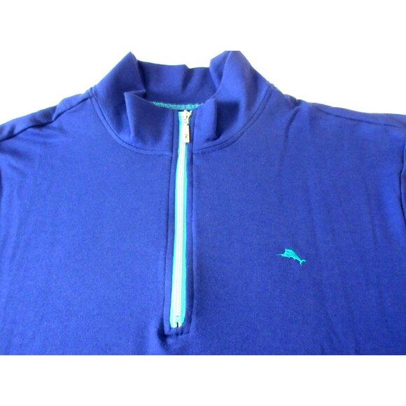 Tommy Bahama Men's 1/4 Zip Mock Neck Pullover Sweatshirt Blue Turquoise NWT - Picture 5 of 5